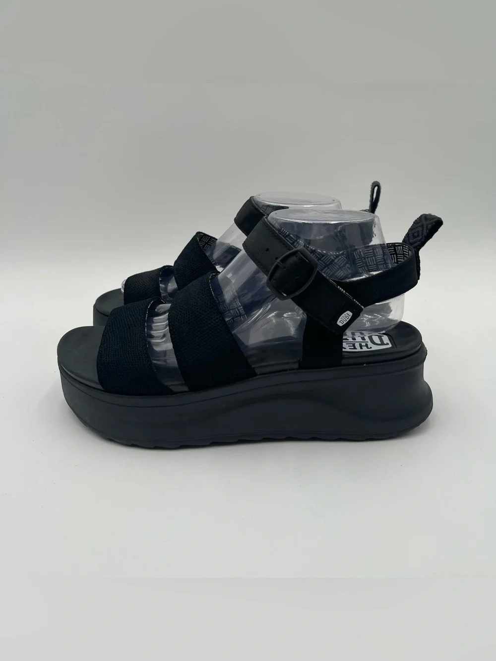 Hey Dude Delray Buckle Classic Black Womens platform Sandals  US 11 EU 42